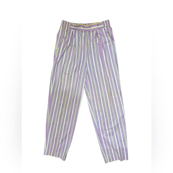 Vtg Pastel Striped Peplum Top Coord Pants Size 7/8 Femme Girlhood Core Coquette - Picture 5 of 8